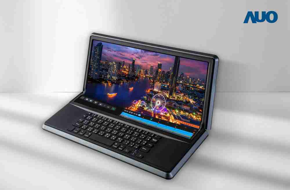 JDB电子14.6吋Micro LED折迭显示屏幕，，，搭配半径4mm的弯折绞炼，，，以及高画素、、高亮度、、、、高对比度的显示技术特点，，，即便在大视角下仍保有绝佳色相与亮度